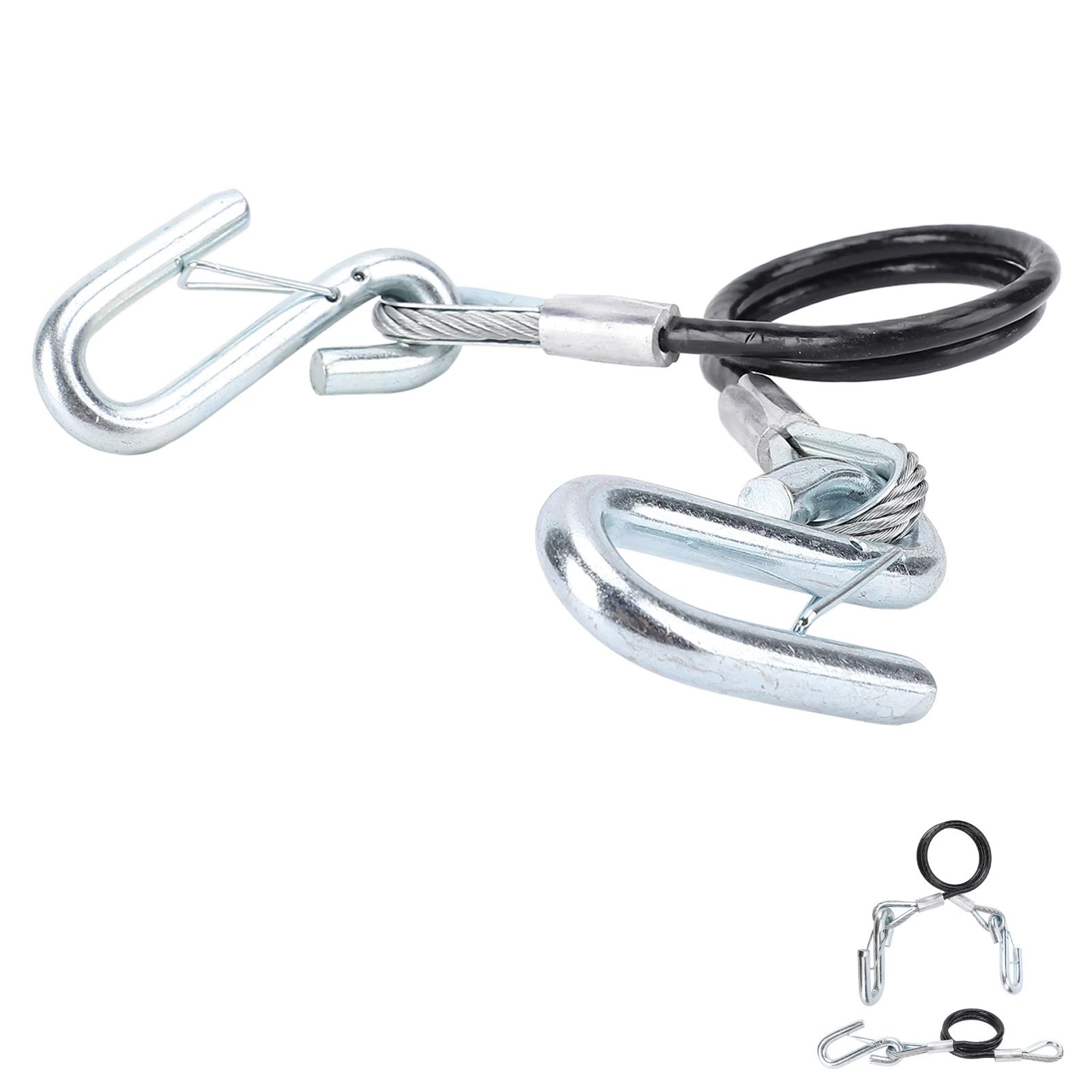 Spring Trailer Safety Cable With S Type Hook for RV Trailer Safety Chain Cable 27.6in Maximum Extension Length Galvanized Iron