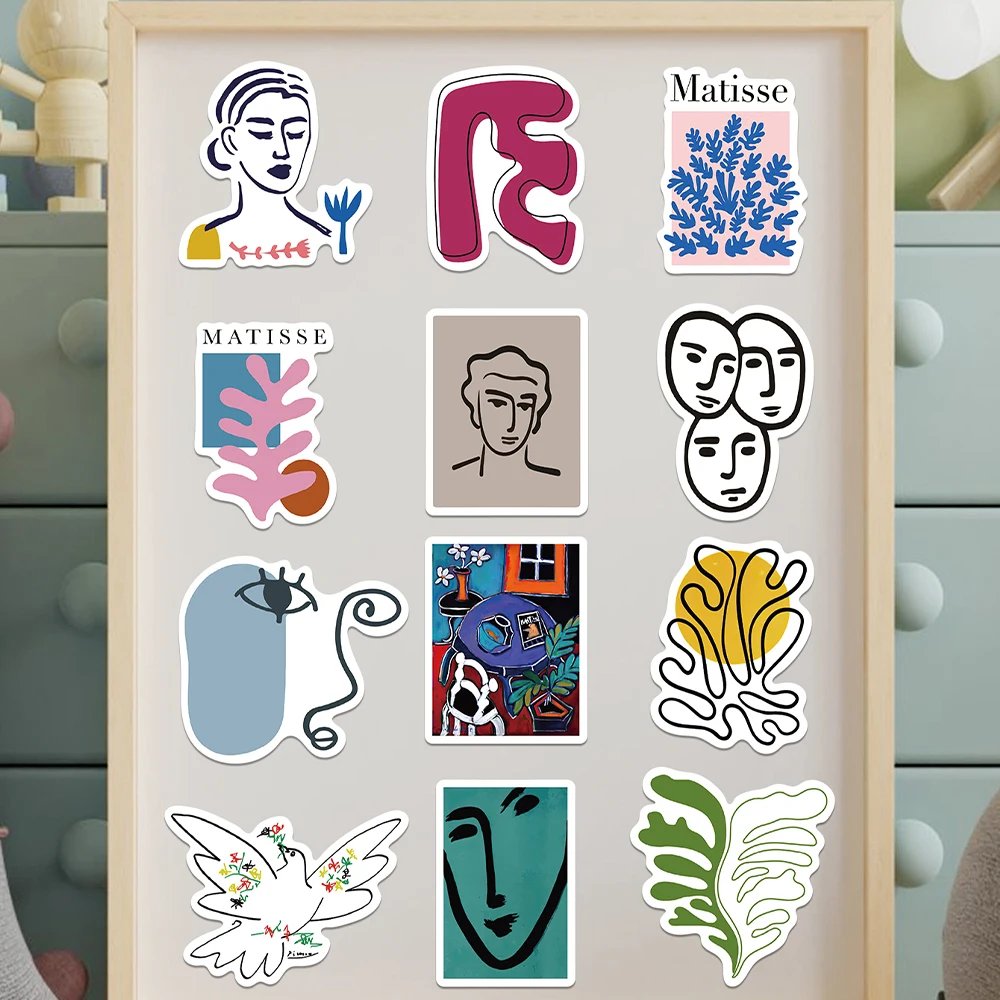 50pcs Matisse Style Sticker Cartoon Fashion Decal For Diary Fridge Closet Wallet Backpack Envelope Label Magazine Decal Sticker