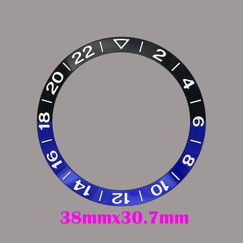 Mod 38mmx30.7mm Curved GMT Bezel Insert Fit For SUB GMT SKX007 SRPD Watch Case NH35 NH36 Men Watches Replace Bezel Insert Ring