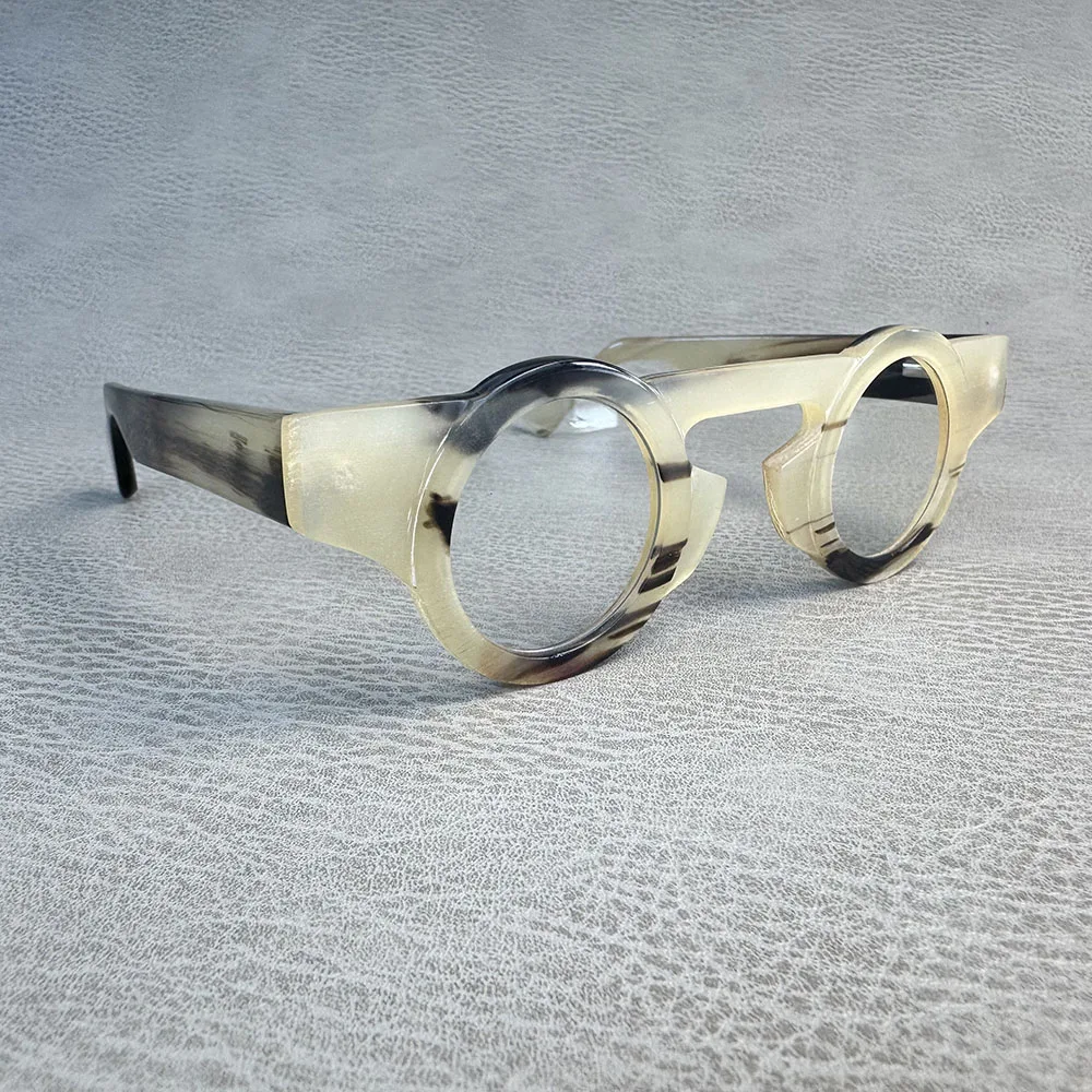 

Eyeglass Frames Unique Vintage Round Key Nose Bridge Optical Eyeglasses Handmade Horn Reading Prescription Man Glasses Frames