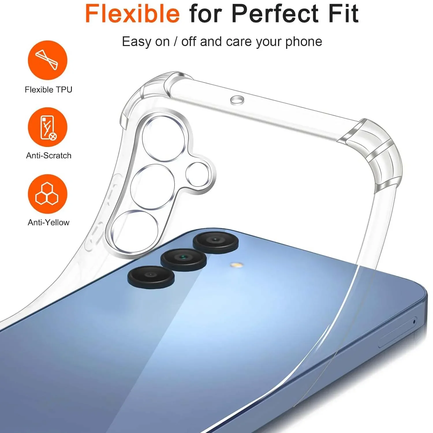 Luxury Clear Phone Case For Samsung Galaxy A34 A04 A33 A53 A73 A13 A03 A15 A25 A35 A55 A05S A04s A14 4G A24 A54 5G Back Cover