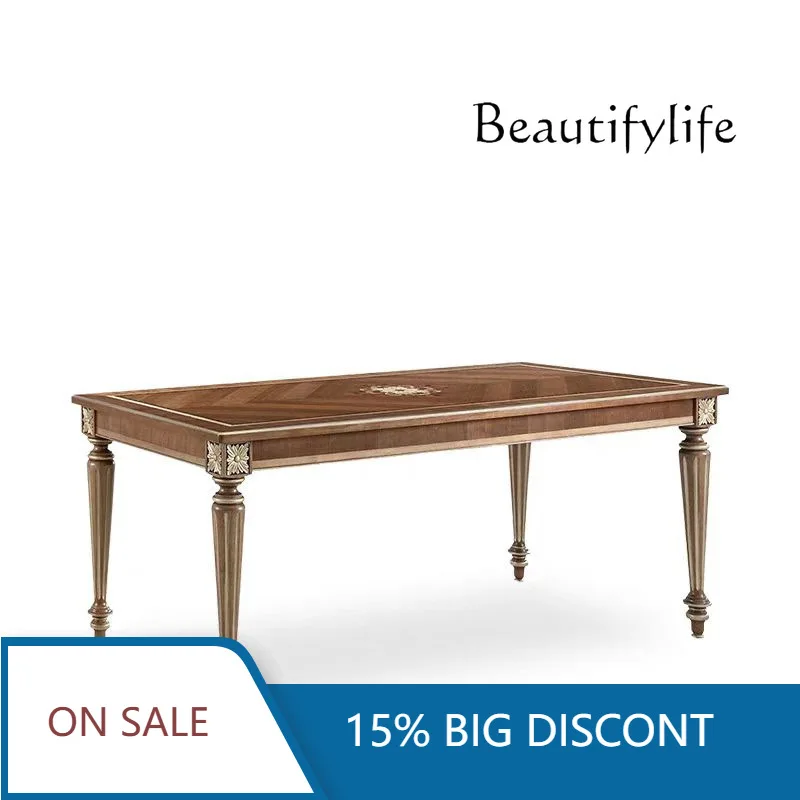 

French Romantic Parquet Dining Table And Chair Combination High-end Simple Retro Restaurant Furniture X