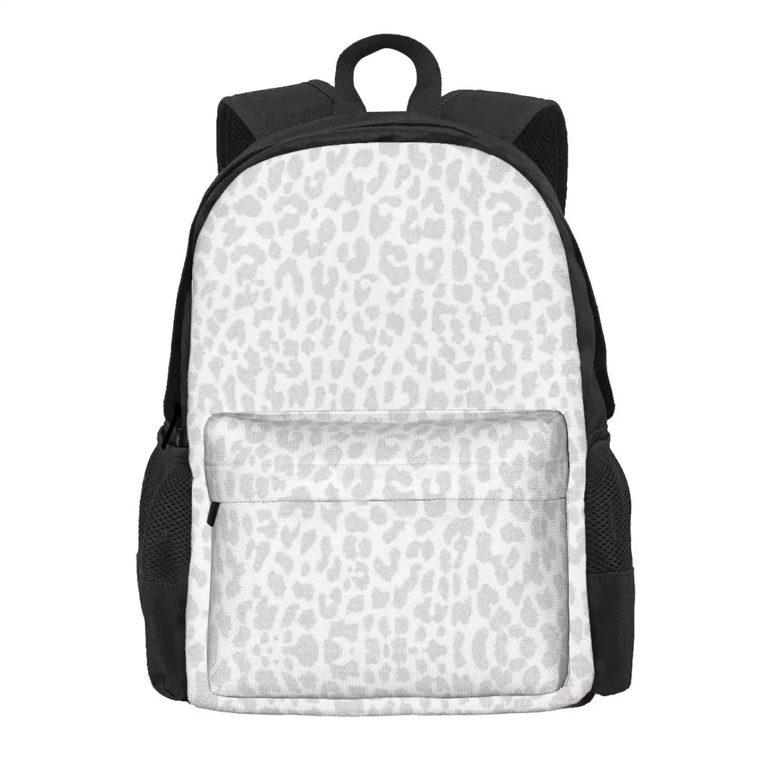 Pale Gray Leopard Hot Sale Schoolbag Backpack Fashion Bags Gray Grey White Leopard Cheetah Animal Wild Pattern Cute Cool Girly