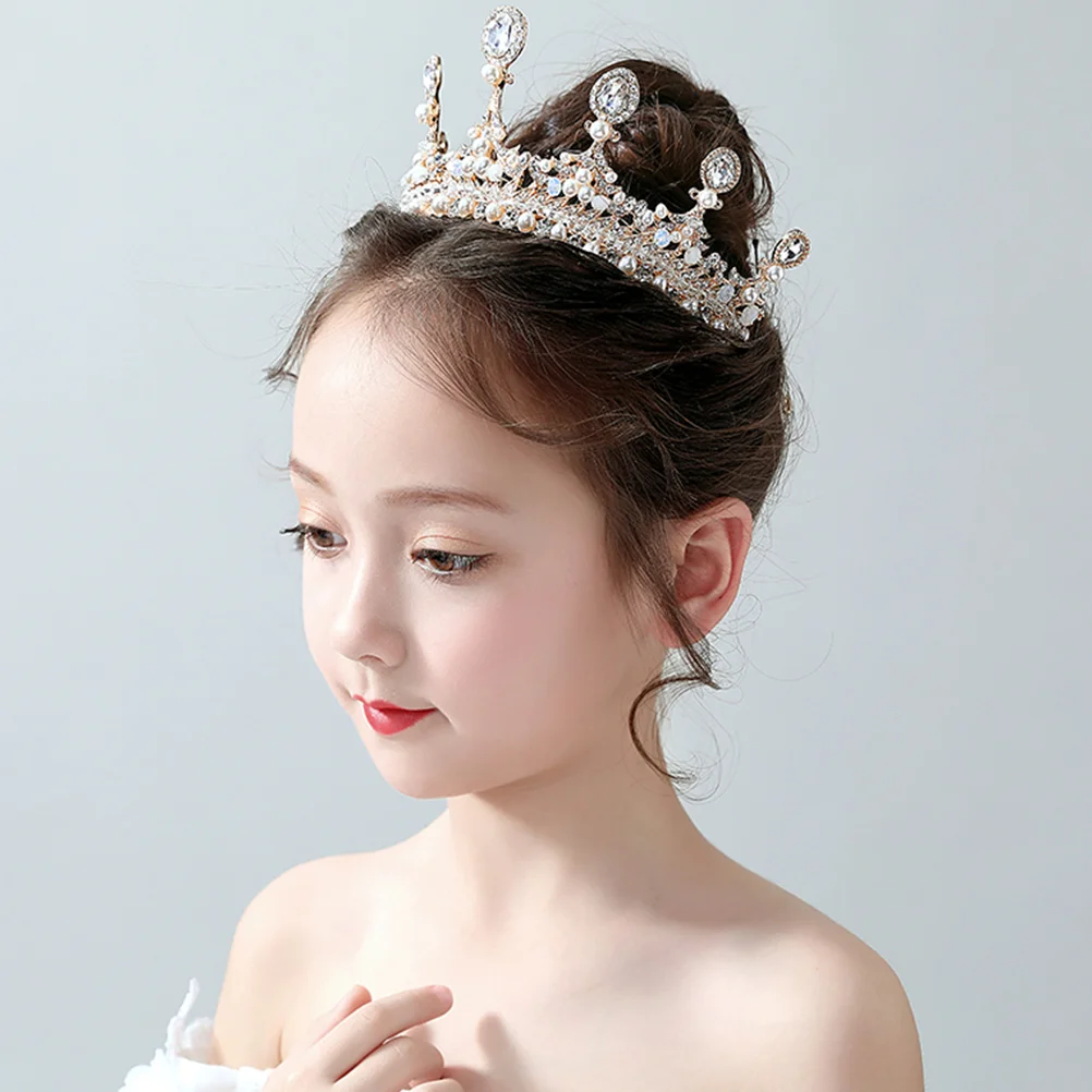 

Crystal Pearl Crown Headdress Rhinestone Hairband Birthday Party Tiara Headband Crown Accessory