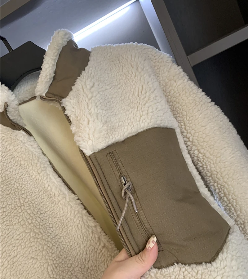 Japanischer Sle Eepskin Velvet Herbst Winter Winddichter warmer Cosite Fce Stehkragen Jaet Ex Garderoben-Ential