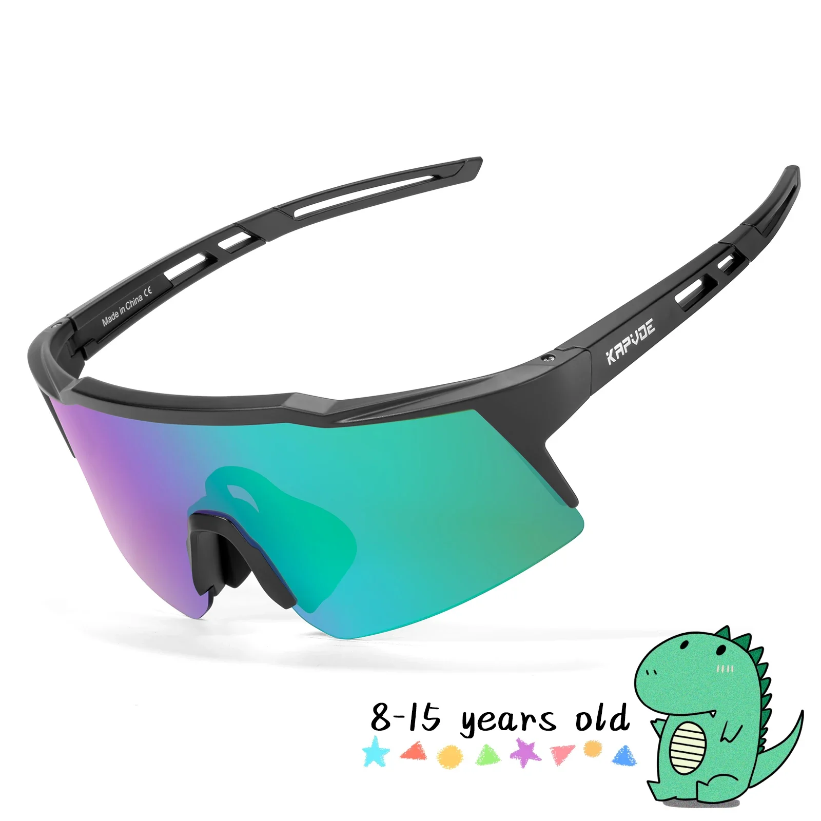 Kapvoe Kinder-Radsport-Sonnenbrille im Alter von 8–15 Jahren, Baseball, Laufen, Kinderbrille, UV400, Sport, Reiten, Fahrradbrille