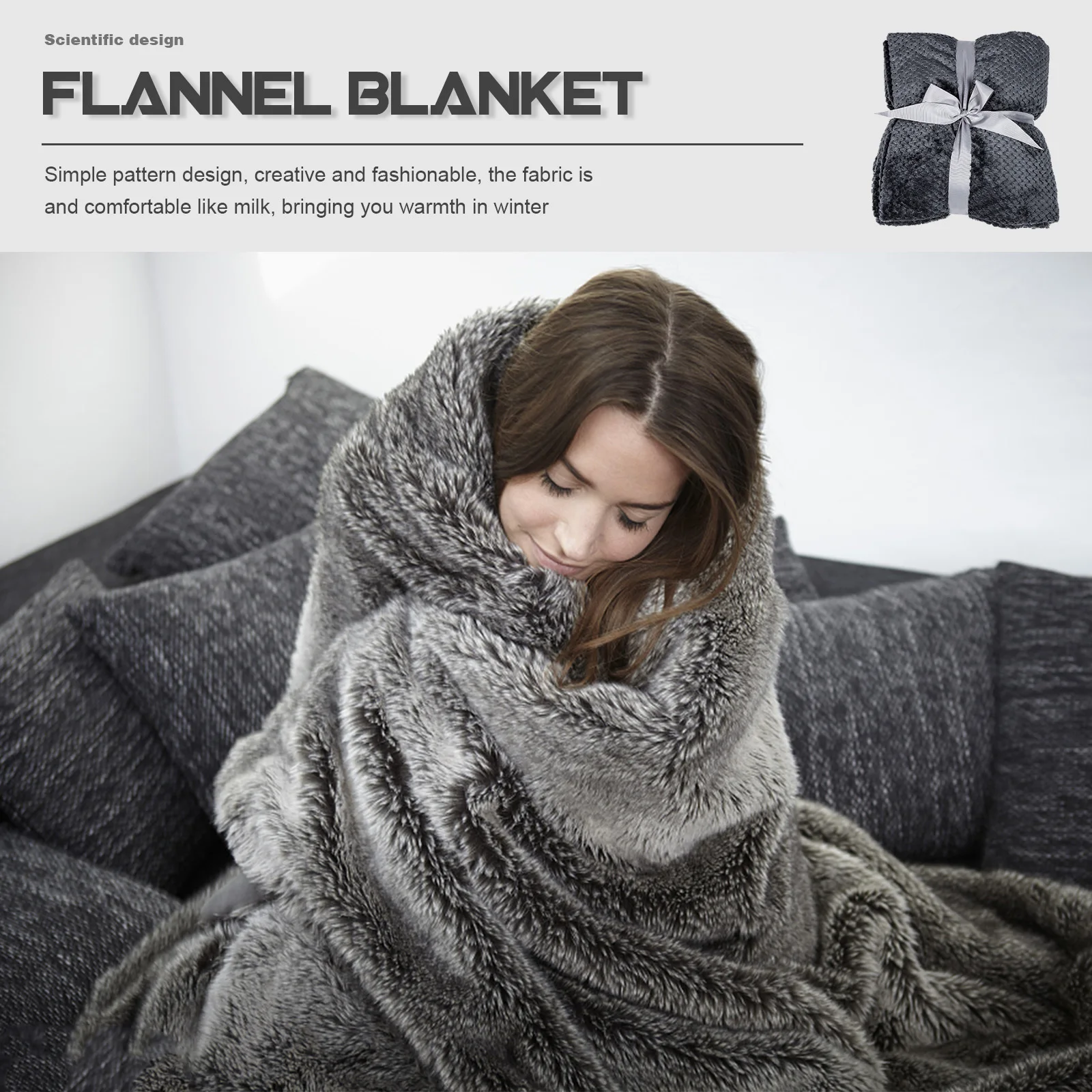 

Home Blanket Flannel Warm Comfortable for Office Sofa Car Baby Sleeping Lightweight Practical Simple Pattern Design