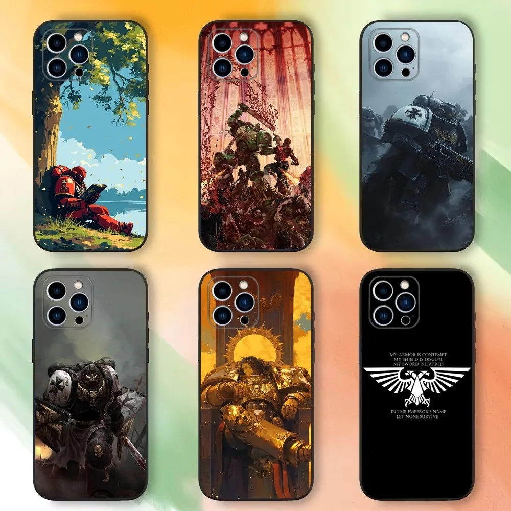 W-Warhammer-s Game 40k Phone Case For iPhone 16,15,14,13,12,11 Plus,Pro Max,XS,X,XR,SE,Mini,8,7，Soft Silicone Black Cover