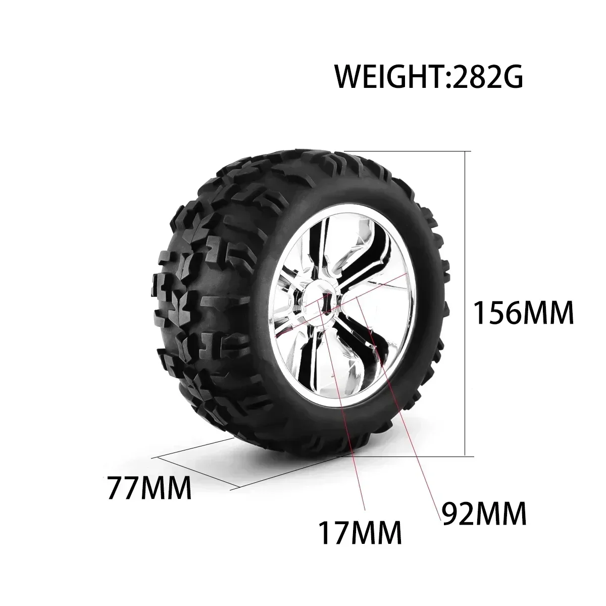 

4pcs 1/8 Buggy Tires 156mm Wheel 17mm Truck Upgrade Parts