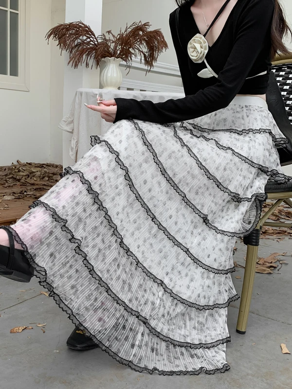 Spring 2026 Women's Ballet Style High Waist Puffy Half-length Skirt Fairy Skirt Long Cake Skirt Slimming Moonlight Tulle Skirt
