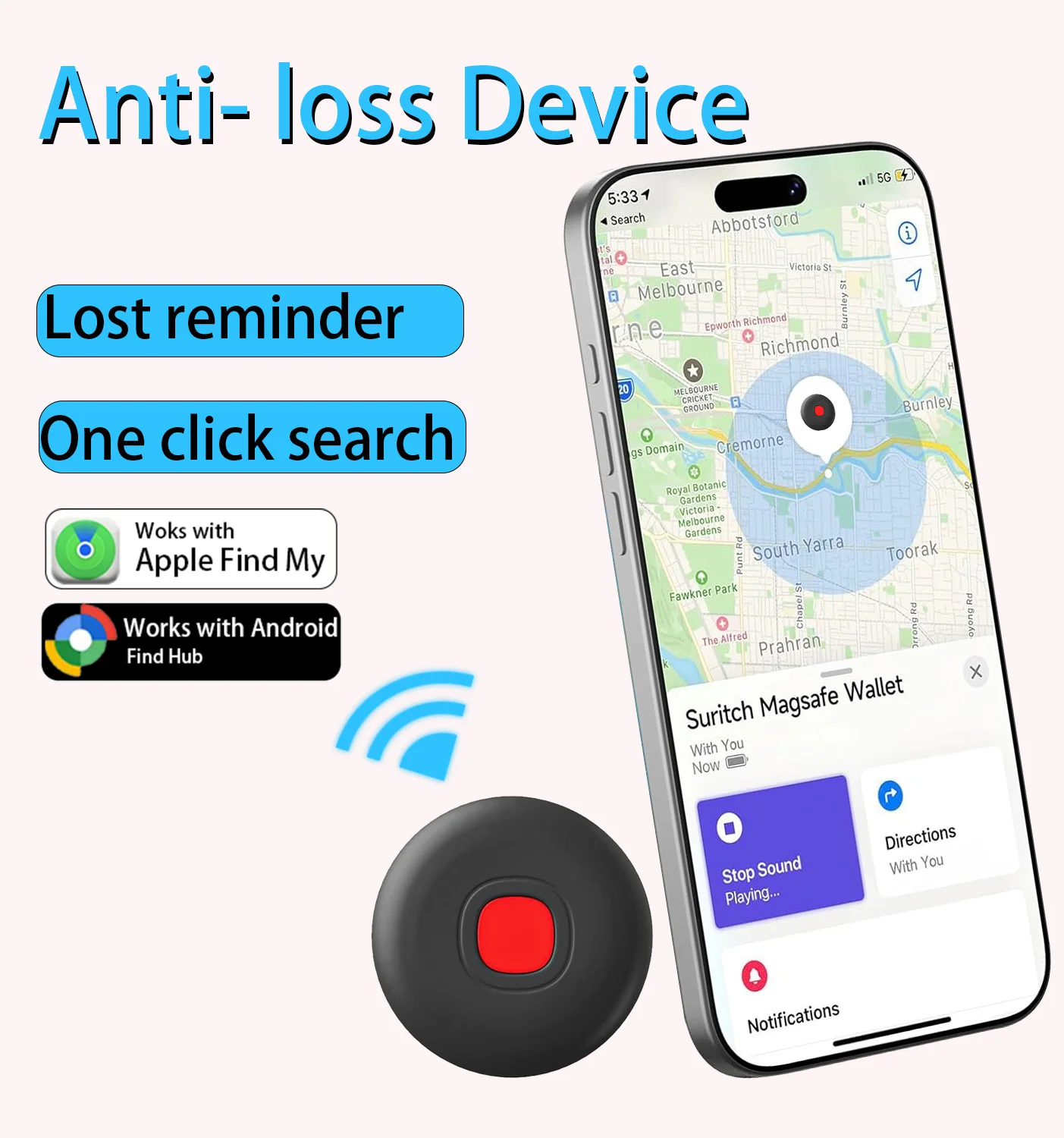 

Dual System Bluetooth Tracker for Android or iOS Work With Find My App Key Finder Pet Smart Tag for Xiaomi Samsung