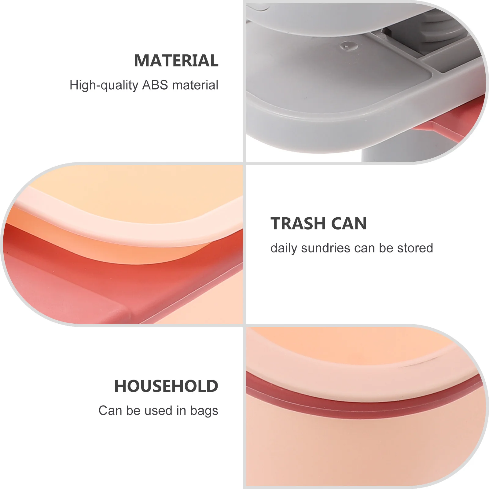 

Rotating Storage Box Trash Bin Room Can Removable Dust Small Office with Lid Clamp Desk Abs Desktop Pink Mini for