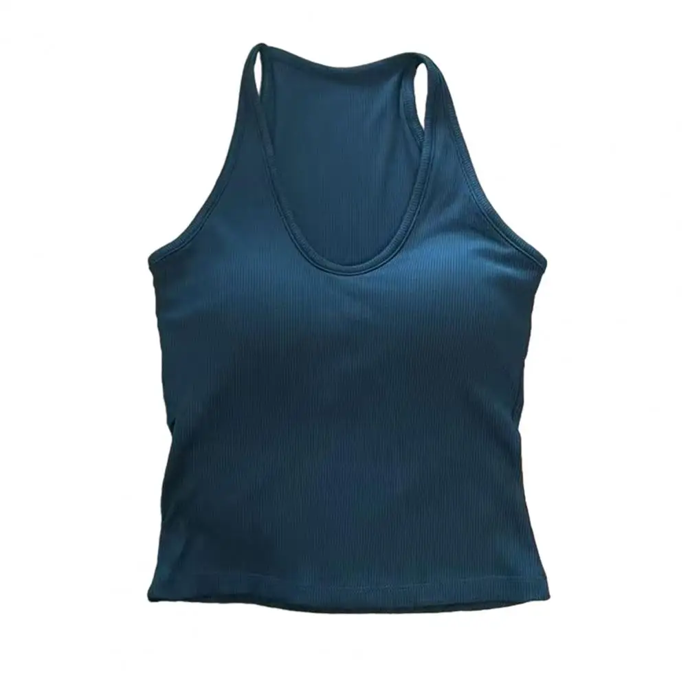 

Women's V Neck Halter Padded Tank Tops Ribbed Sleeveless Basic Shirts with Built in Bra Summer Sexy Going Out Tops Stretchy Fitn