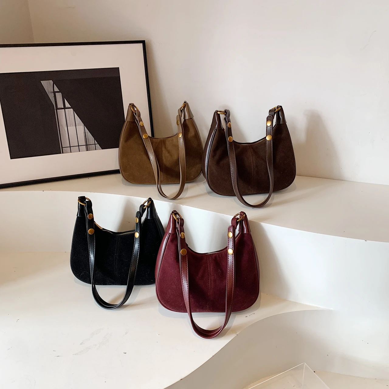 

Retro frosted small bag for women 2024 new autumn and winter versatile crossbody bag, single shoulder armpit dumpling bag