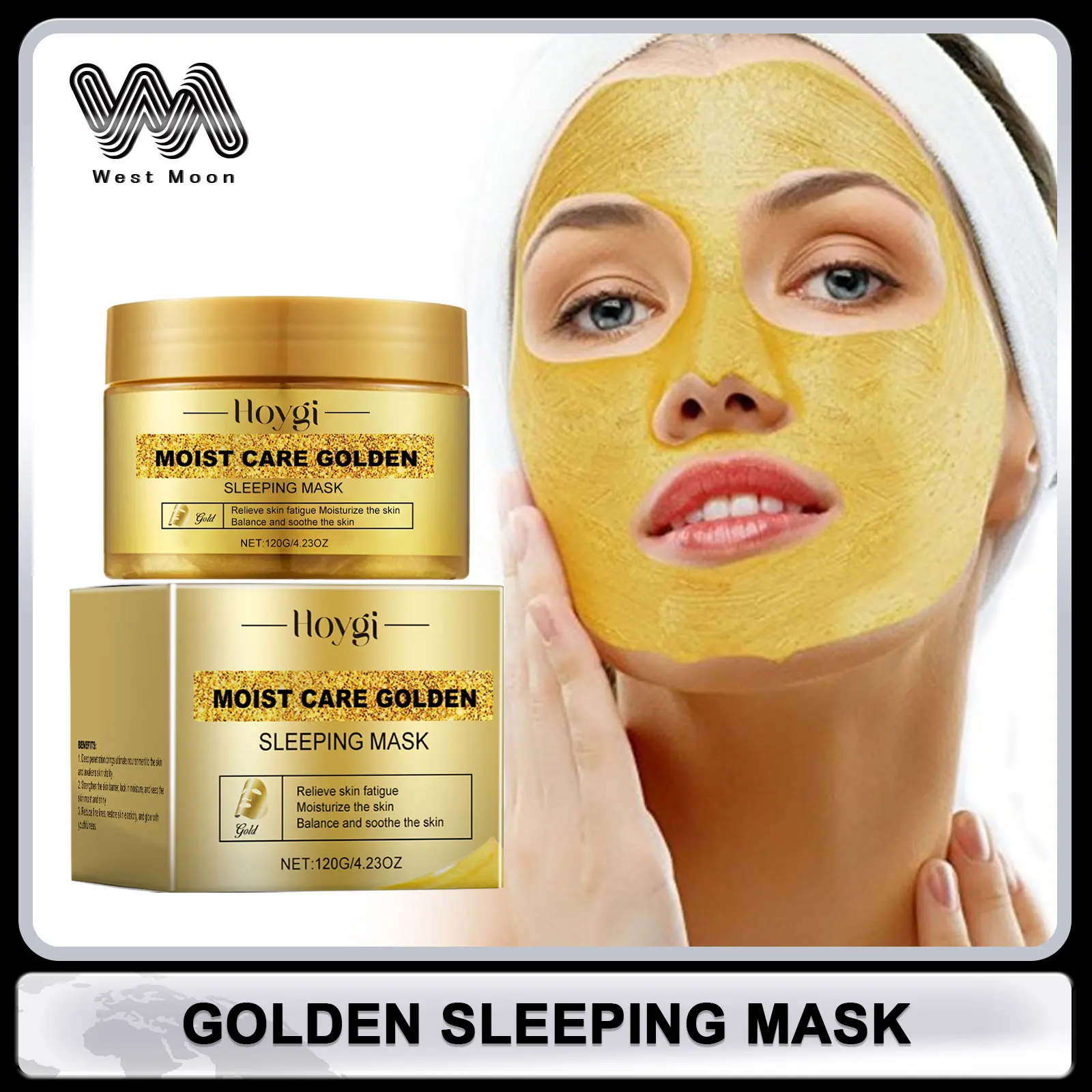 Gold Facial Mask Oil-Control Blackheads Removal Acne Improve Skin Roughness Pore Shrinking Moisture Nourish Sleeping Facial Mask