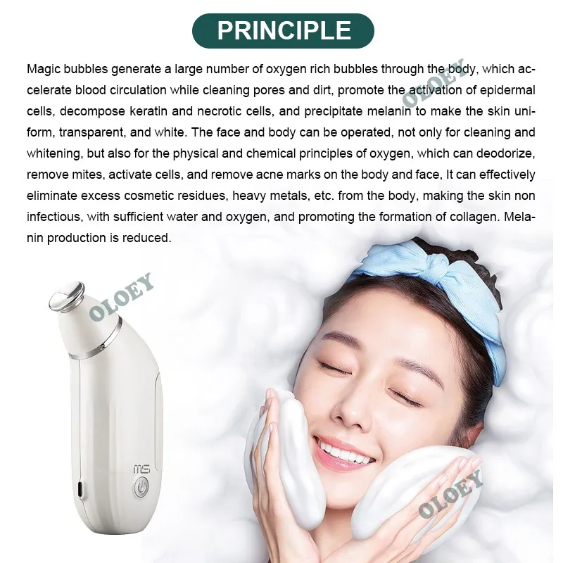 Portátil Magia Oxigênio Bolha Máquina, Face Cuidados Com A Pele, Limpeza Facial, Limpeza Profunda, Beleza, Instrumento de Clareamento, Salão, Casa, Novo