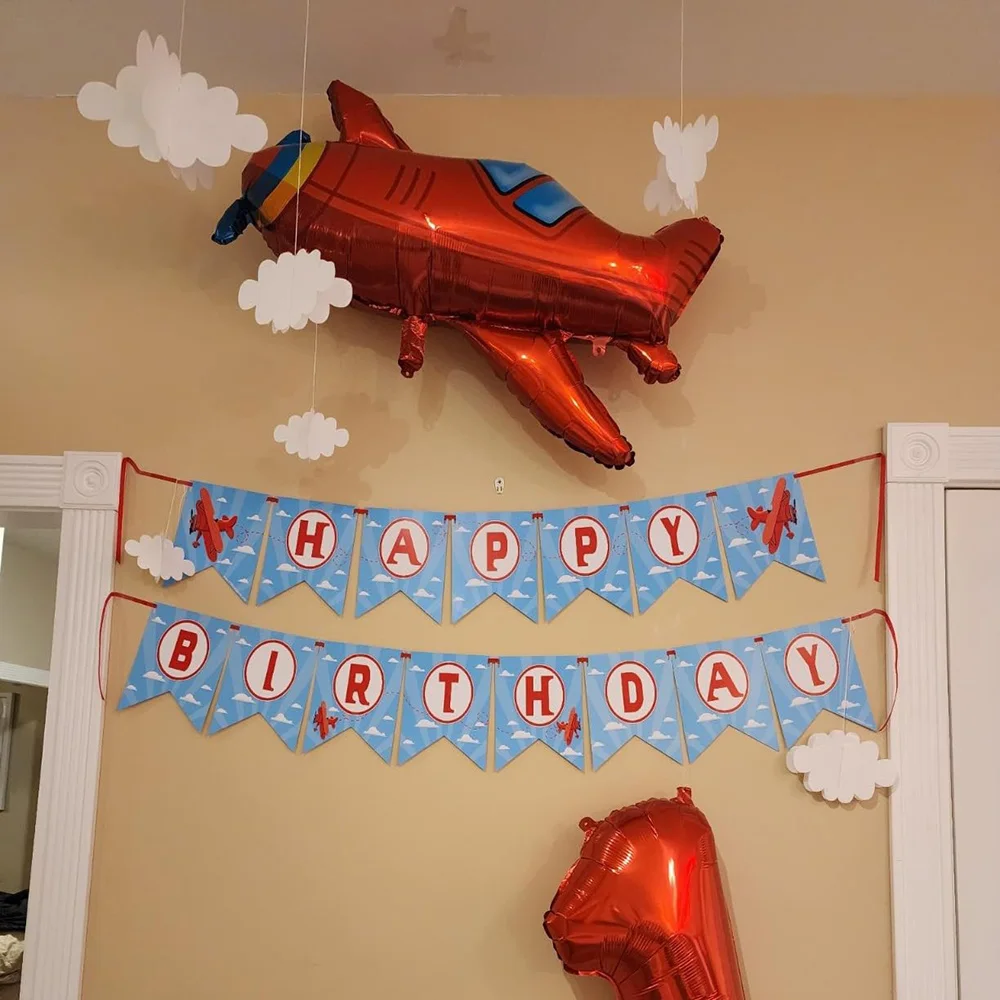 3D Cloud Decorations Hanging for Ceiling Airplane Party How Time Flies Theme First Birthday Decoration Supplies