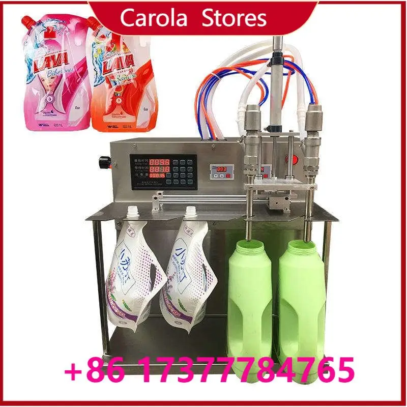 2 Nozzles Large Flow Spout Pouch Filling Machine, 17L Laundry Detergent Drinking Water Liquid Bag Filler