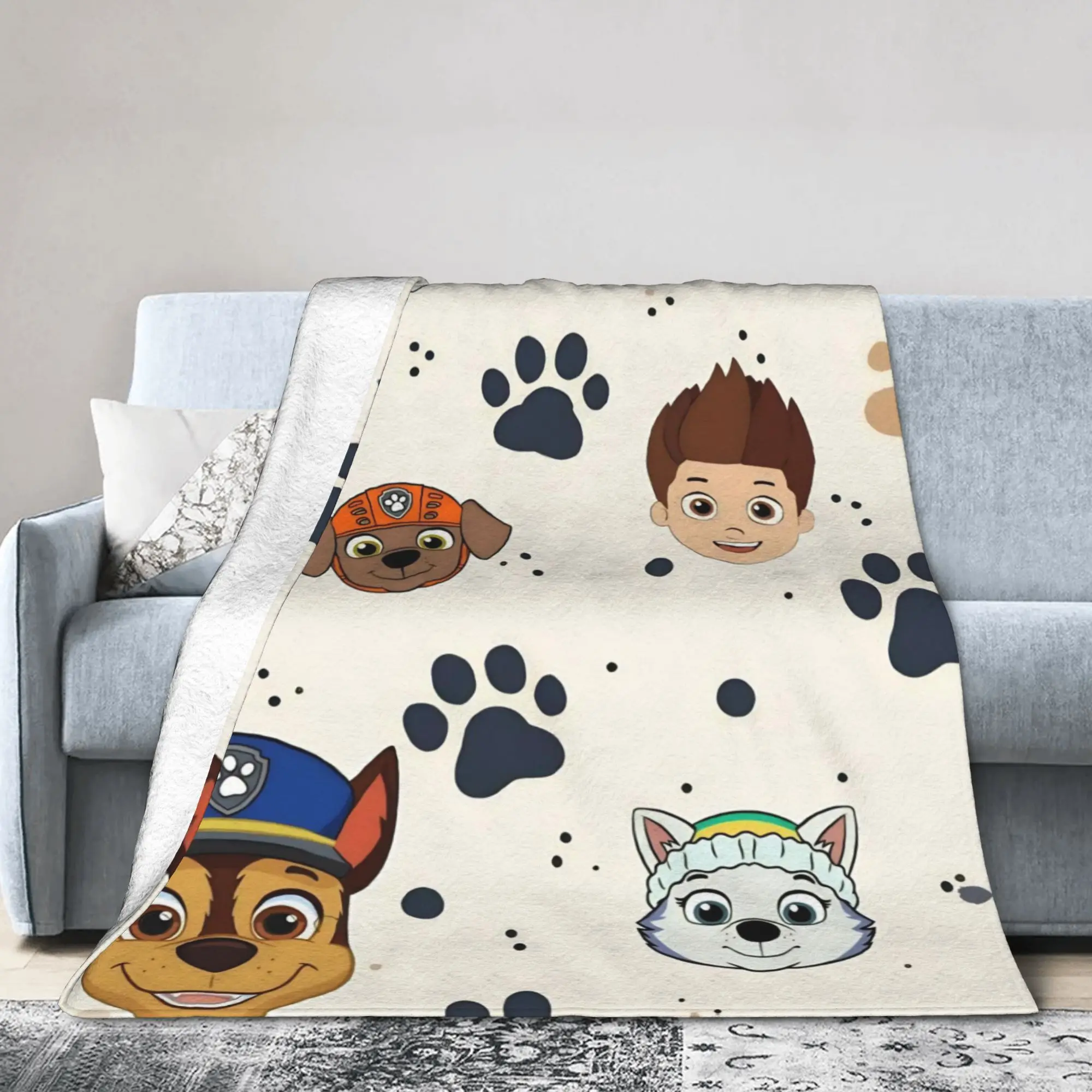 P-PAW P-Patrol Dog Cartoon Blanket Flannel Summer Air Conditioning  Portable Warm Throw Blanket for Sofa Bedroom Rug Piece