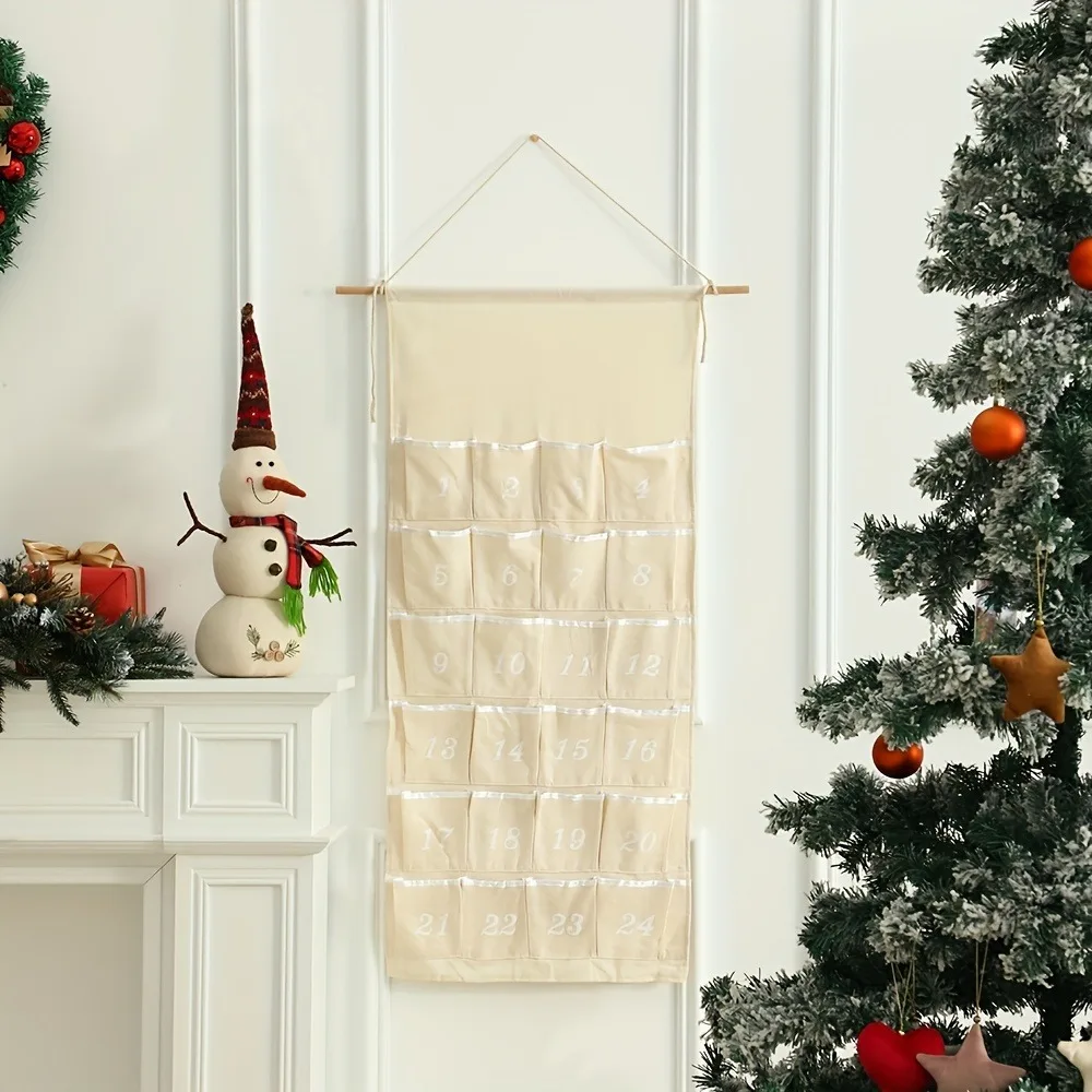 With 24 Pockets Christmas Wall Hanging Storage Pouch Space-saving Numbered Christmas Countdown Calendar Good Load-bearing DIY
