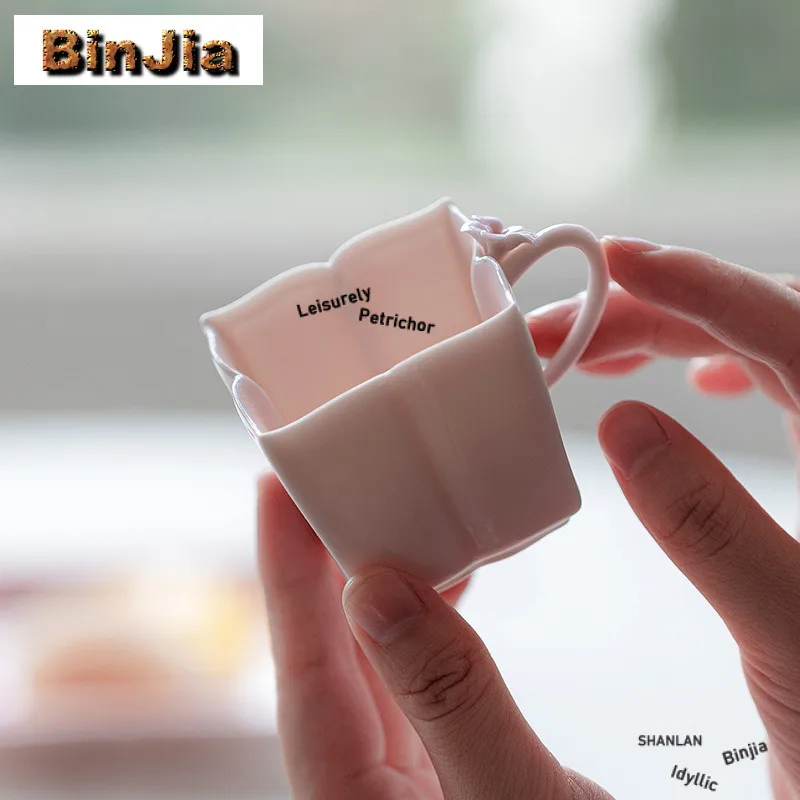 

2 шт./лот, розовая чайная чашка ручной работы с цветком, эстетичная чайная чаша, одиночные чашки, индивидуальная чашка для дегустации чая, чашки Jianzhan Master Cup, ручка
