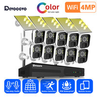 4MP Solar Battery 10CH Security Wireless CCTV Cameras System Remote Monitoring Wifi NVR Kit P2P IP Bullet Camera System Set 4CH