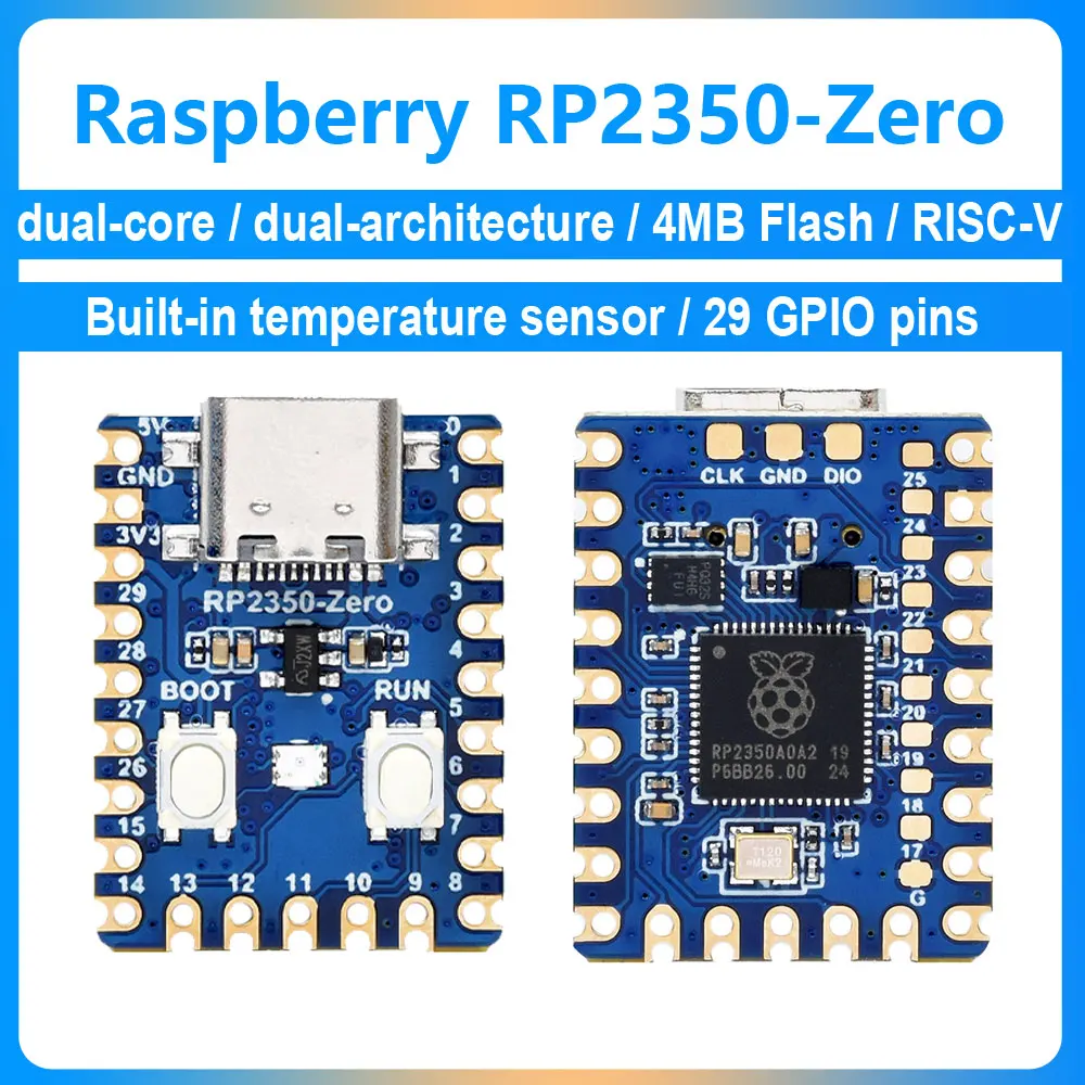 Raspberry Pi Pico 2 RP2350-Zero Mini Board RP2350A Chip USB1.1host 4MB Flash/520KB SRAM temperature sensor SPI/I2C/UART/ADC