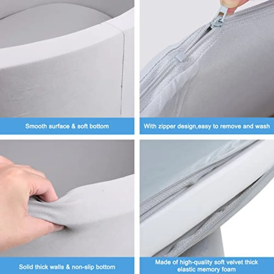 48インチのフォームボールピット、幼児用、柔らかい丸いボールプール、ライトグレー、屋内外ゲーム、赤ちゃん、幼児への理想的なギフト、ボール付き