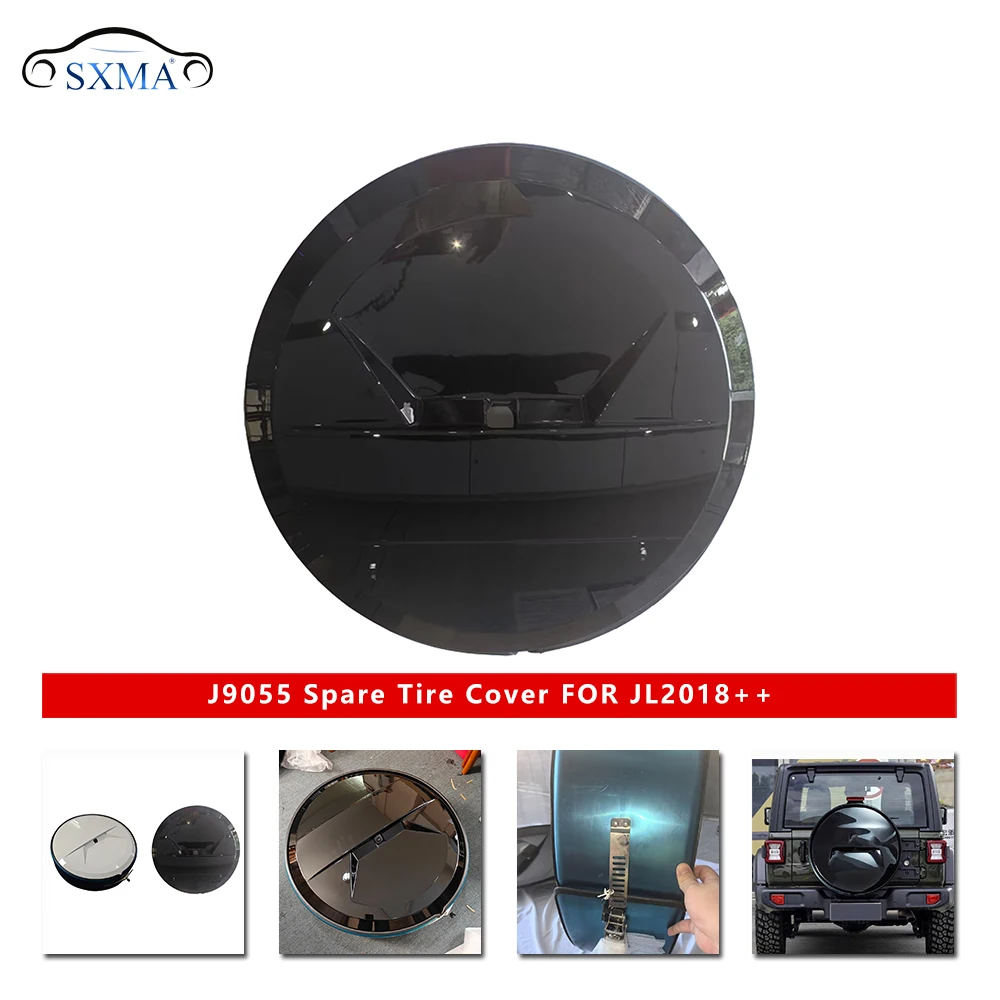 sxma J9055 Copertura per ruota di scorta Copertura protettiva per ruota di scorta in acciaio inossidabile ABS per Jeep JL wrangler 2018+