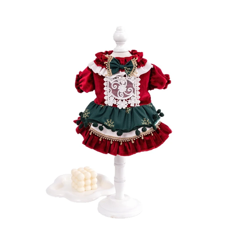 

Christmas Dog Dress Winter Pet Clothes Small Dogs Maltese Yorkie Poodle Puppy Outfit Warm Velvet Skirt Cute Pet Costume Apparel