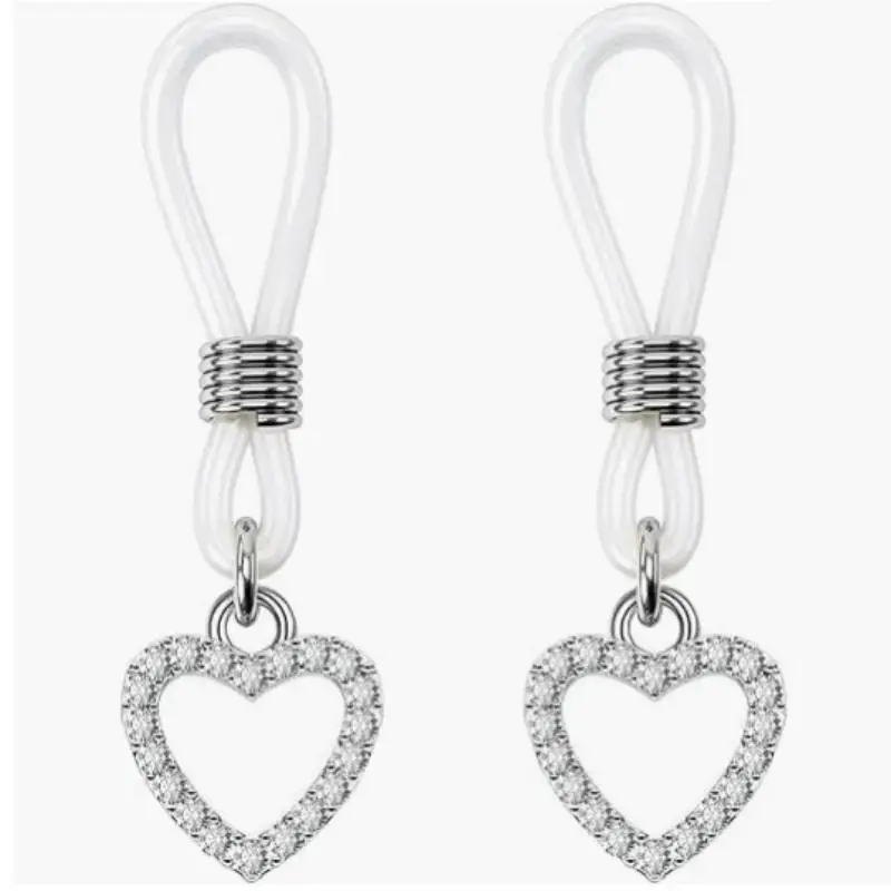 【HB】1 Pair Cute Heart Gem Nipple Clamps Small Bell Nipple Stimulator Sexy Adjustable Clitoris Clip BDSM Adult Sex Toys For Women