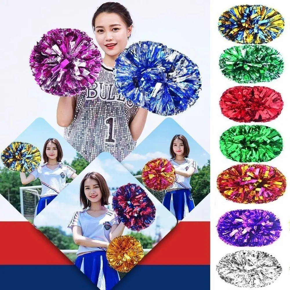 

28cm Game Pom Poms Multicolors Four Finger Ring Cheap Practical Cheerleading PET Come On Props Cheering Ball Club Supplies