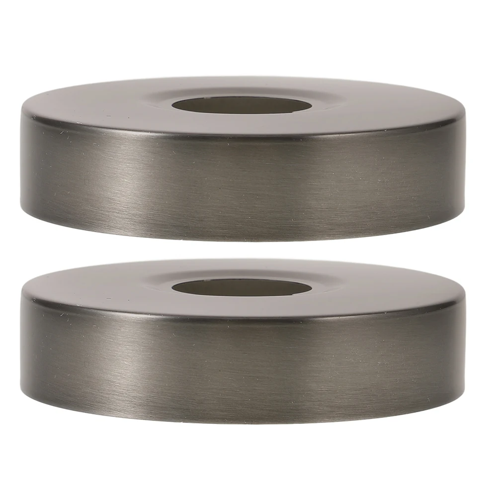 

2 Pcs Faucet Cover Gap Covering Flange Pipeline Grey Stainless Steel Hole Plate