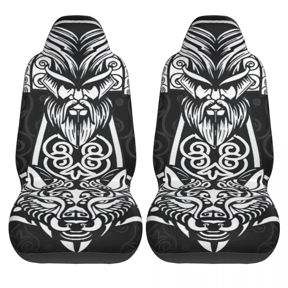 Viking Car Seat Cover Custom Printing Universal Front Protector Accessories Cushion Set