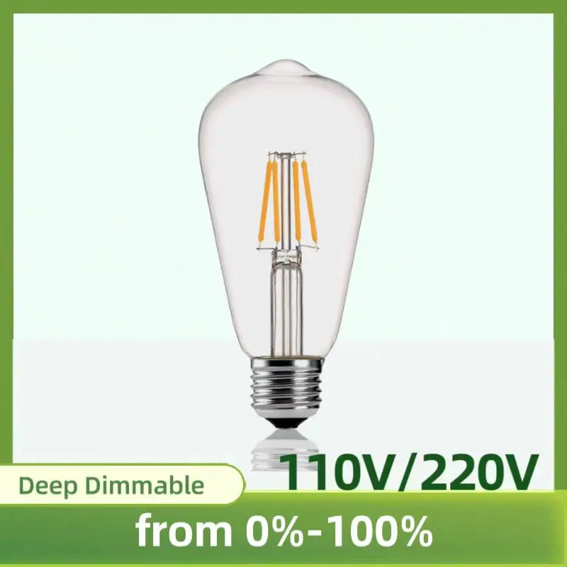 E26 E27 LED Bulb for Table Lamp 2700K Warm Light LED Bulbs 220V 110V ST64 Dimmable Edison Filament LED Light Bulbs 4W