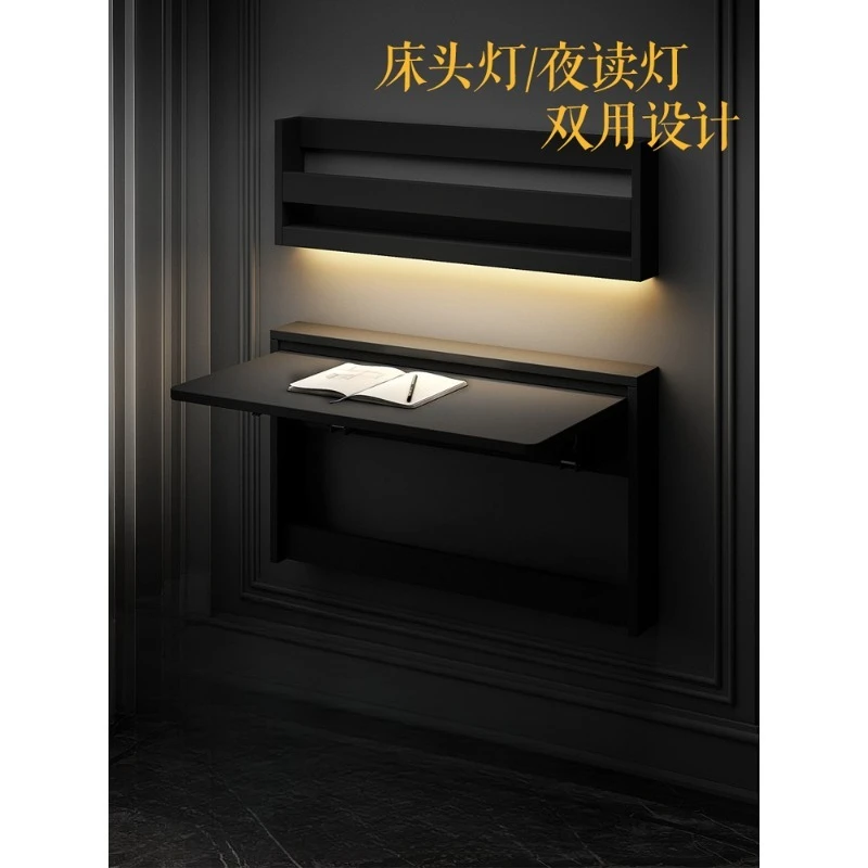 

Wall-mounted desk modern pure white solid wood study table folding table storage small apartment wall-mounted computer desk