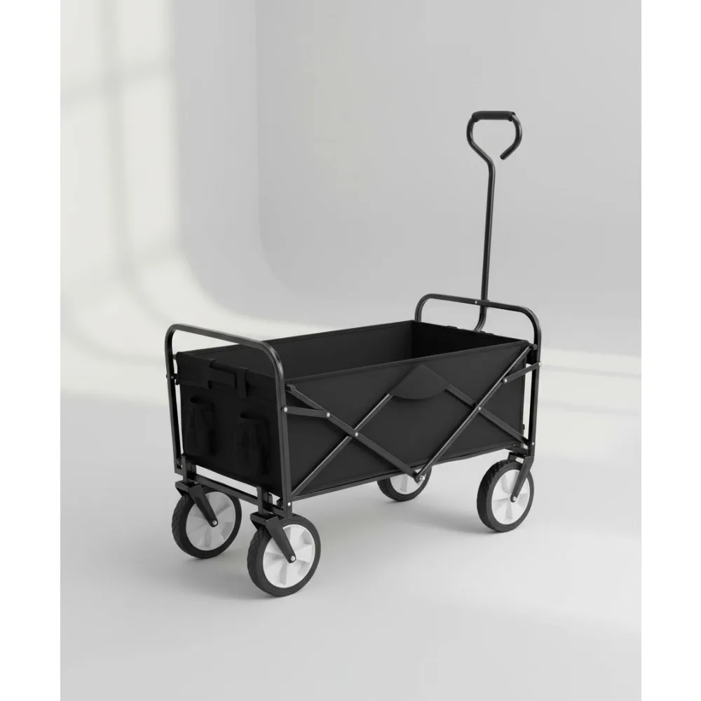

Collapsible Garden Cart with 360° Wheels & Adjustable Handle, 220lbs Capacity for Outdoor Camping Gardening
