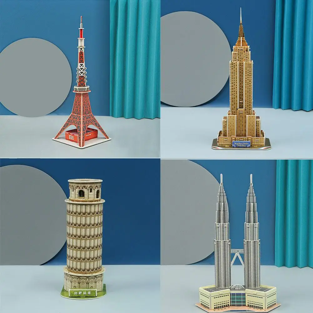 ثلاثية الأبعاد لغز معماري مشهور عالمي ألعاب تعليمية بيزا اليدوية بناء البيت الأبيض كتل رياض الأطفال لعبة الهدايا Towe C9Q1