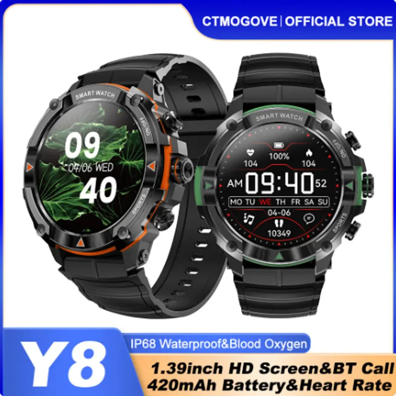 2024 New Y8 Smart Watch Men's Full Touch Screen Sports and Fitness Call Watch IP67 Waterproof Bluetooth Suitable for Android iOS