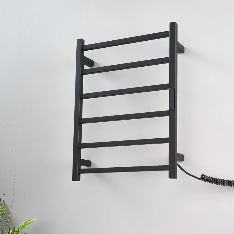 Black Electric Towel Rack.Hidden/Exposed Cable Electric Heated Towel Rail.Digital Display Towel Dryer.Wall Mounted Towel Warmer. - view 2