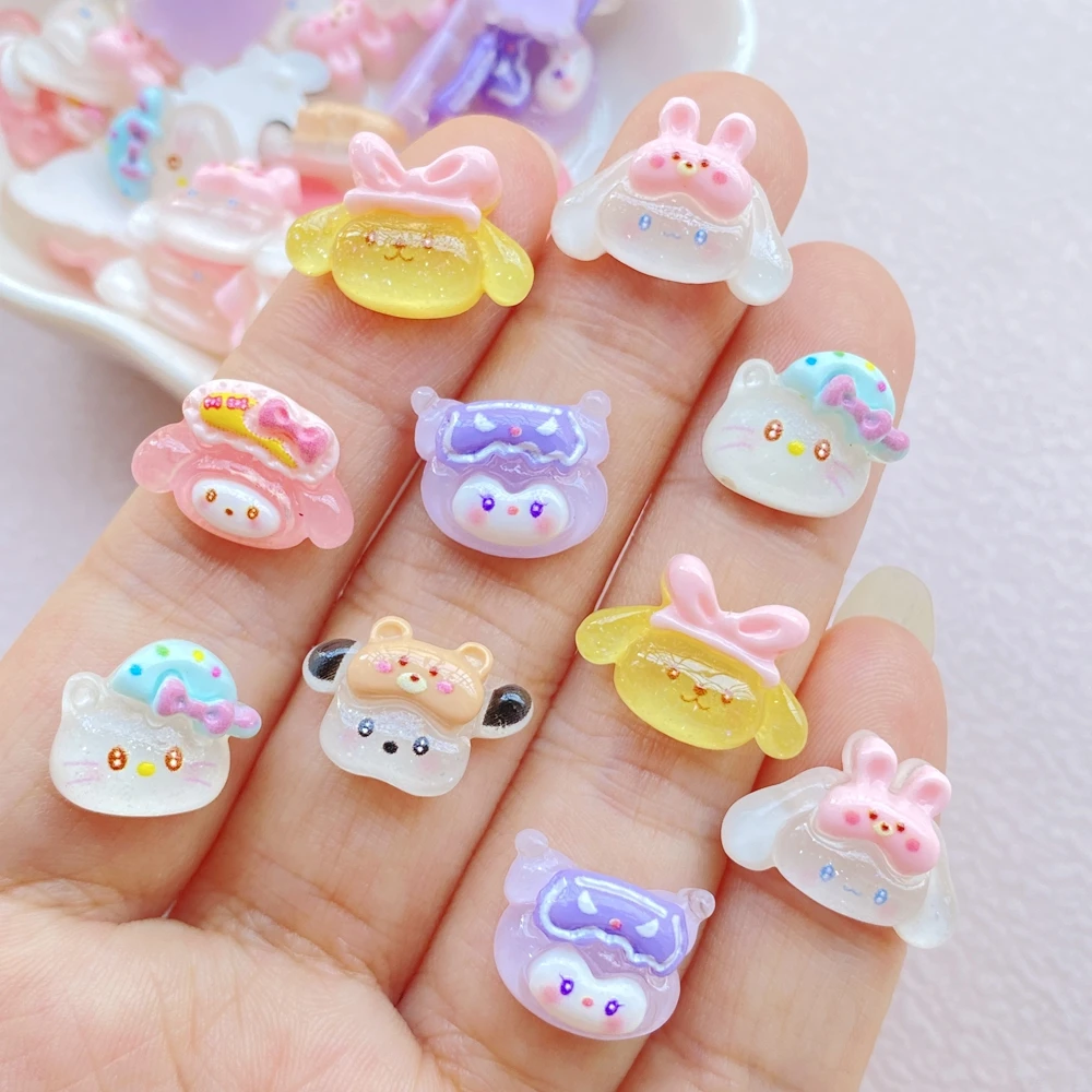 20Pcs New Cute Mini Resin Cartoon Puppy, Cat, Rabbit Series Flatback Ornament Jewelry Making Manicure Hairwear Accessories