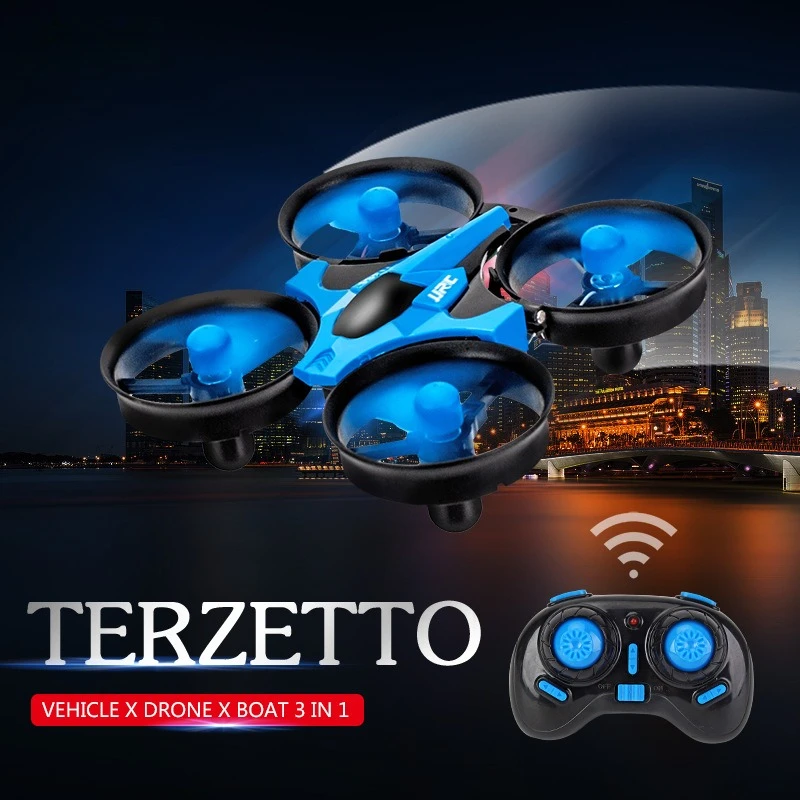 ミニクアッドコプター 水陸空三役 ミニドローン ラジコン飛行機 おもちゃ