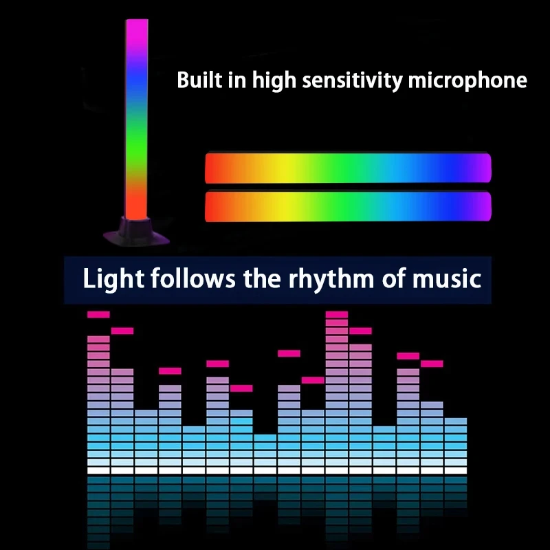 Luz LED inteligente para recoger música, lámpara ambiental RGB con Control de sonido sinfónico, ritmo musical, Control por aplicación para TV,