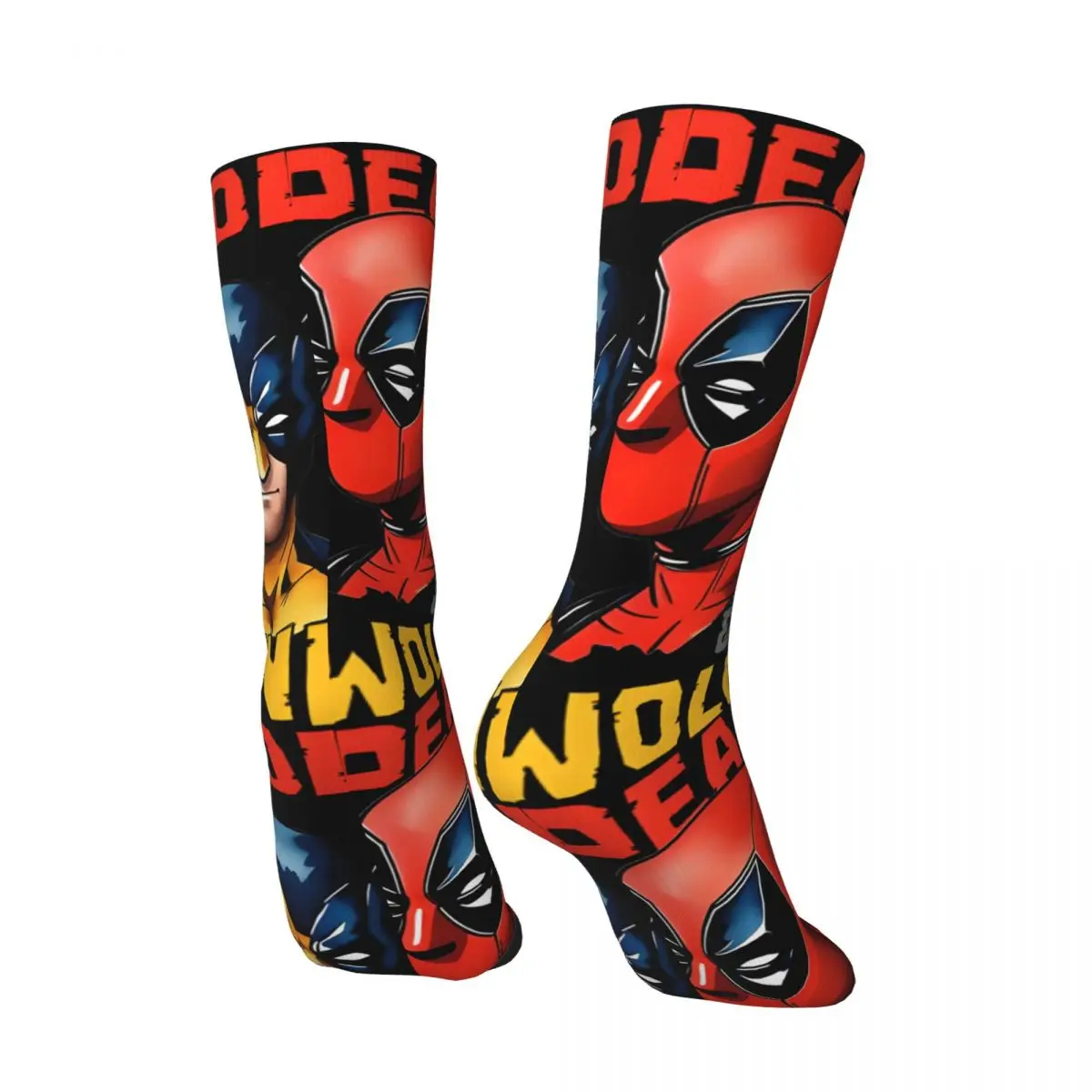 Funny Happy Popular Movies Men's Socks Retro Harajuku Deadpool & Wolverine Hip Hop Novelty Seamless Crew Crazy Sock Gift Printed