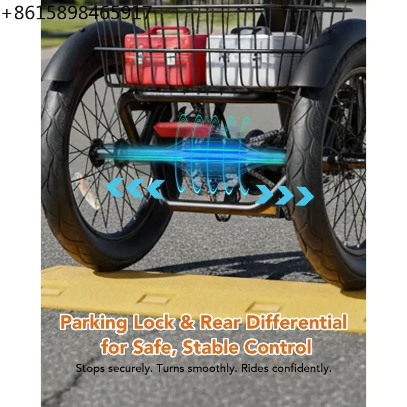 Qlife Triker 2.0 Folding Electric Trike, 1200W Motor 48V 10.4AH Removable Battery, 18''X3
