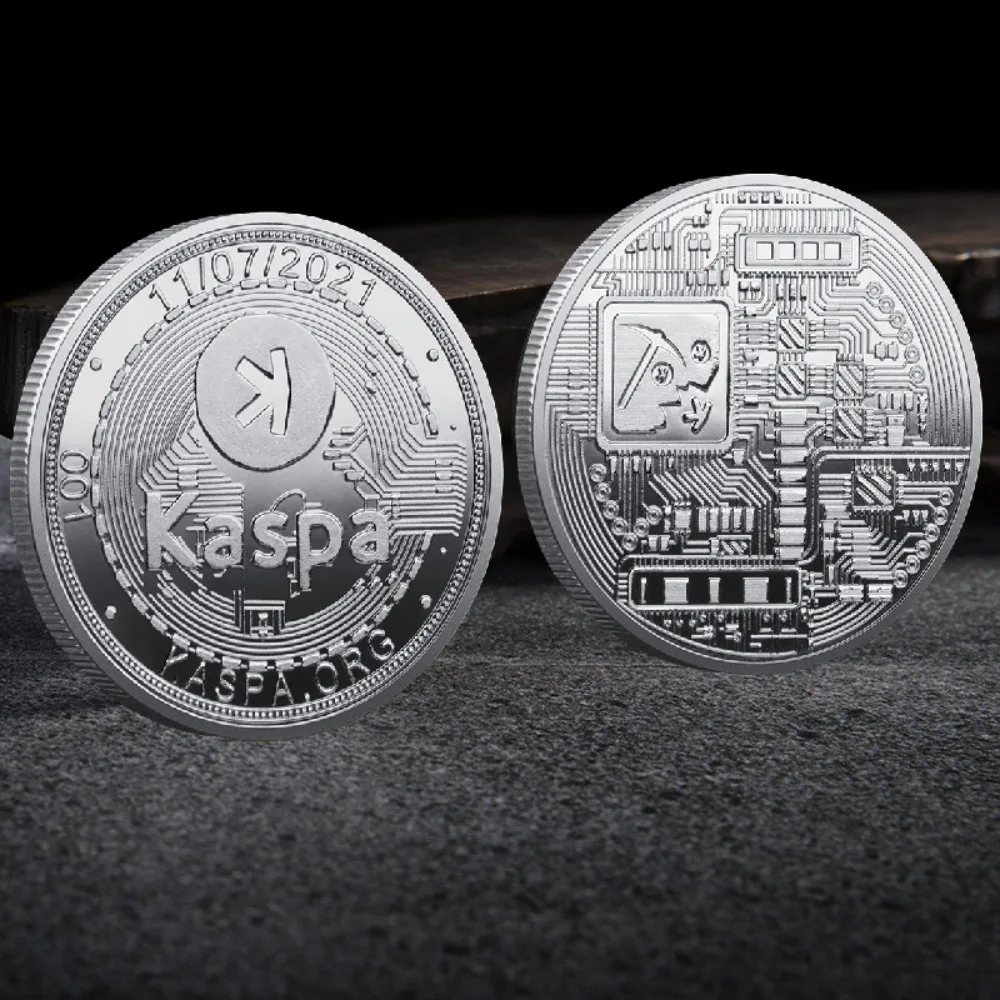 1 قطعة Kaspa USA Ethereum العملات الرقمية الافتراضية الذهبية الفضة مطلي تذكارية عملة جمع هدية تذكارية #4