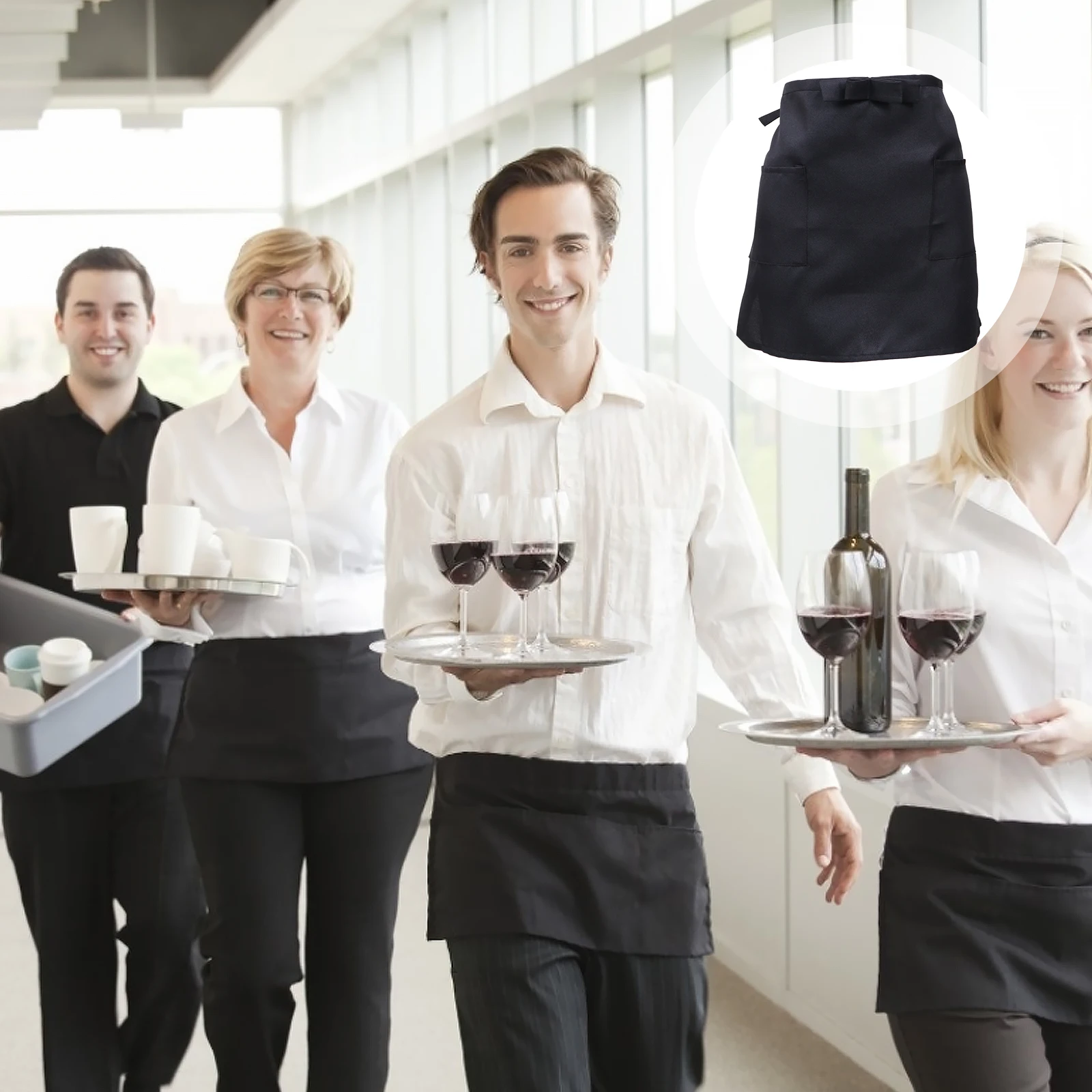 

2Pcs Apron Color Polyester Adjustable Waist Pocket Design for Cooking Baking Gardening Home Coffee Shop Restaurant