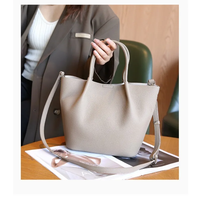 100% Genuine Leather Women\'s Handbag 2024 New Large Capacity Fashion Female Tote Bag Retro Style Wear-resistant Crossbody Bag