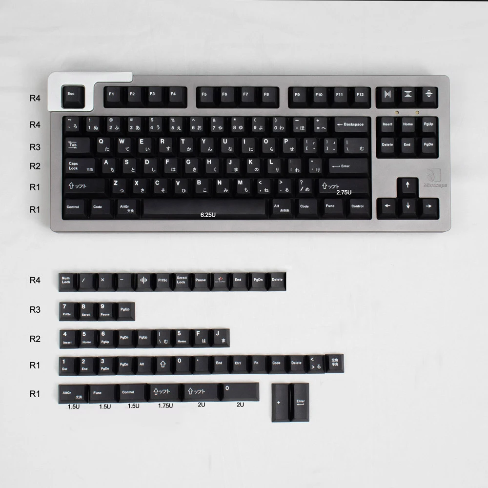 

Black Keycaps for Mechanical Keyboard 136 Keys Cherry Profile Japanese PBT Dye Sublimation GK61 Anne Pro 2 Akko