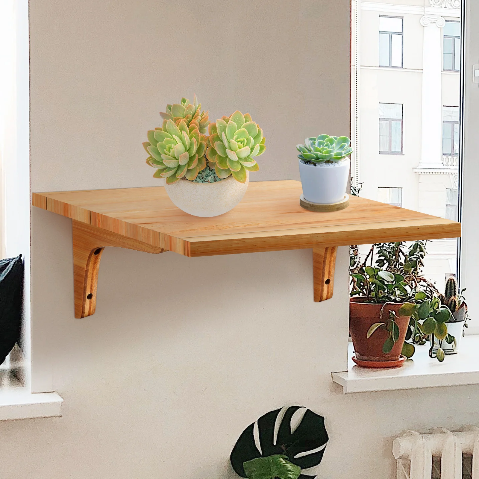 2 Pcs Heavy Duty Bamboo Wood Shelf Brackets 15cm Width Stable Hidden Safe Corner Design for Wall Mount Floating Shelves